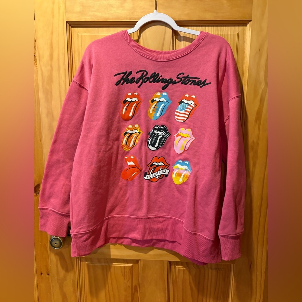 The Rolling Stones Pink Graphic Sweatshirt by Bravado International Group L12/14